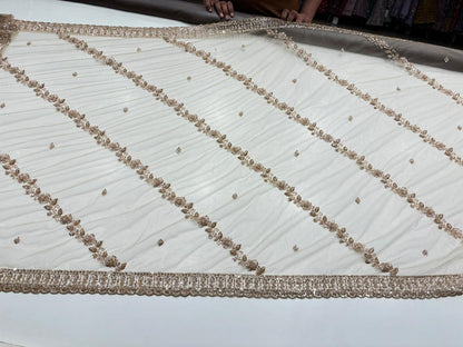 Pleasing beige golden Net Lehenga