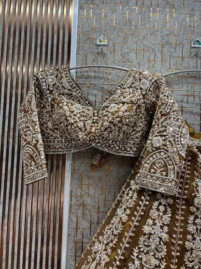 Beautiful Rust Orange handwork Ready to Wear Crop top Lehenga