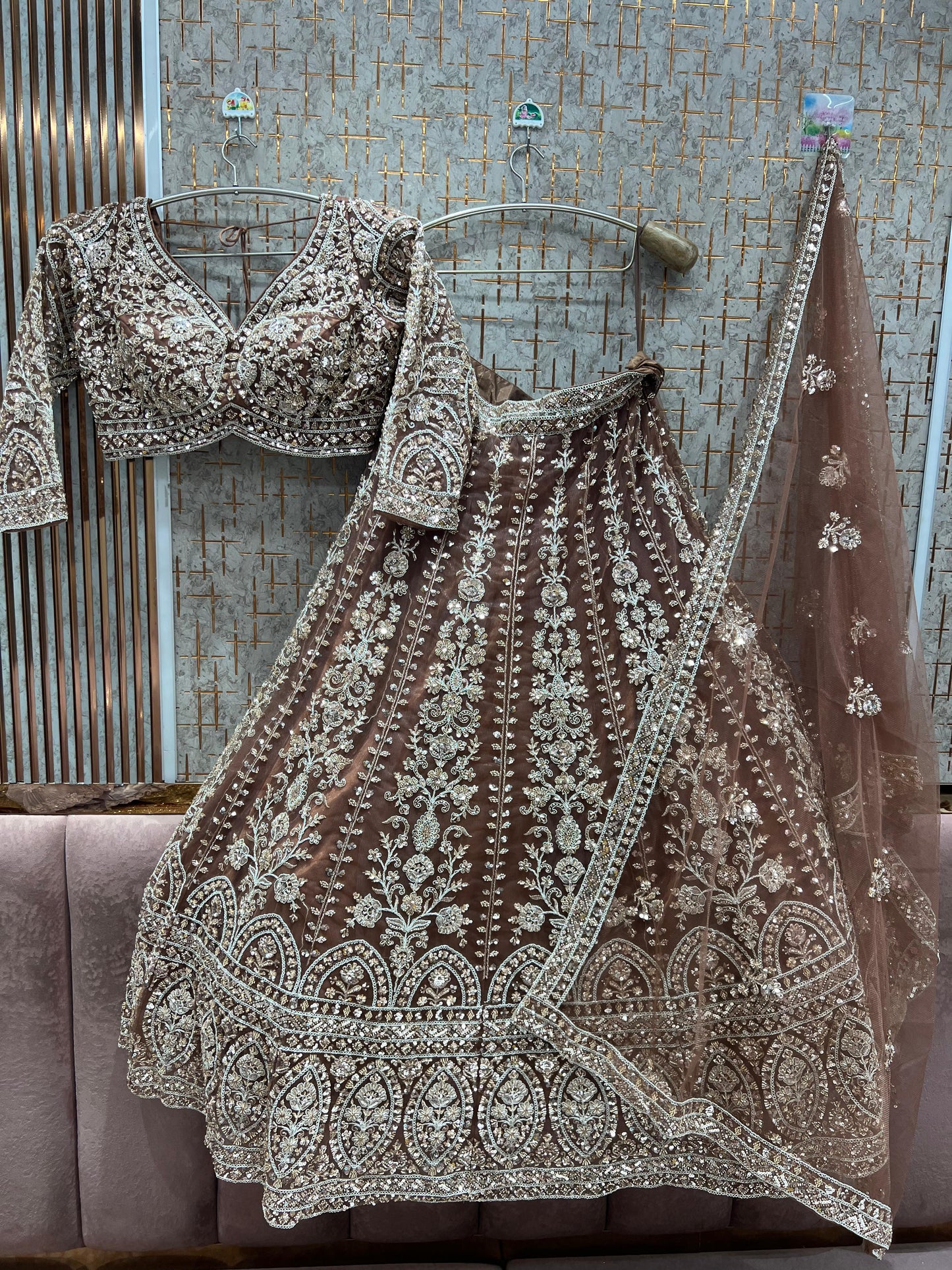 Beautiful Rust Orange handwork Ready to Wear Crop top Lehenga