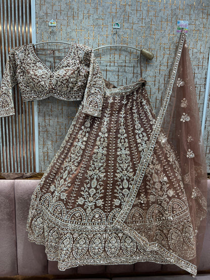 Beautiful Rust Orange handwork Ready to Wear Crop top Lehenga