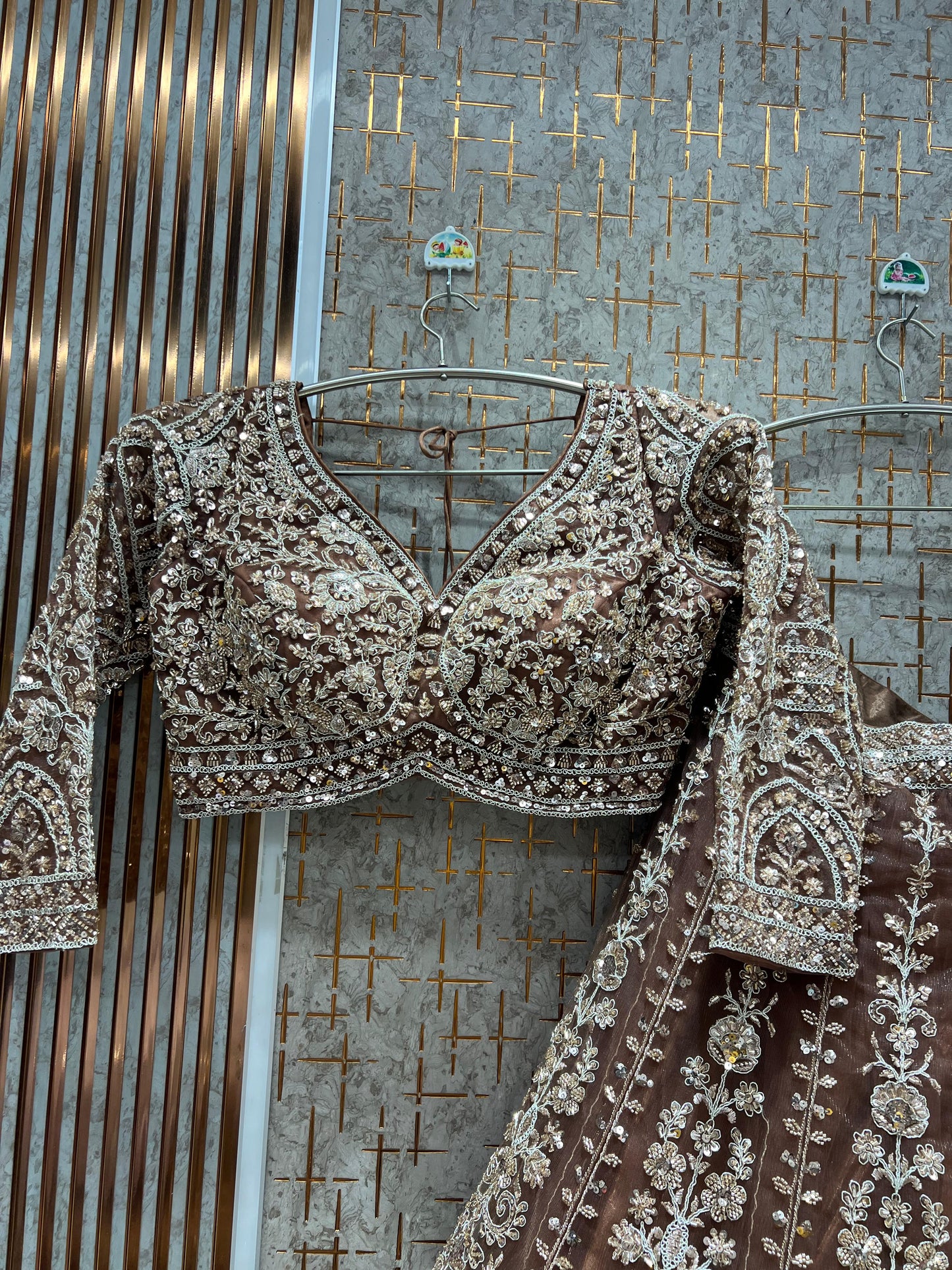 Beautiful Rust Orange handwork Ready to Wear Crop top Lehenga