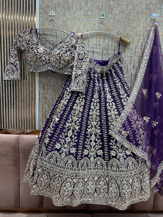 Majestic purple handwork Ready to Wear Crop top Lehenga