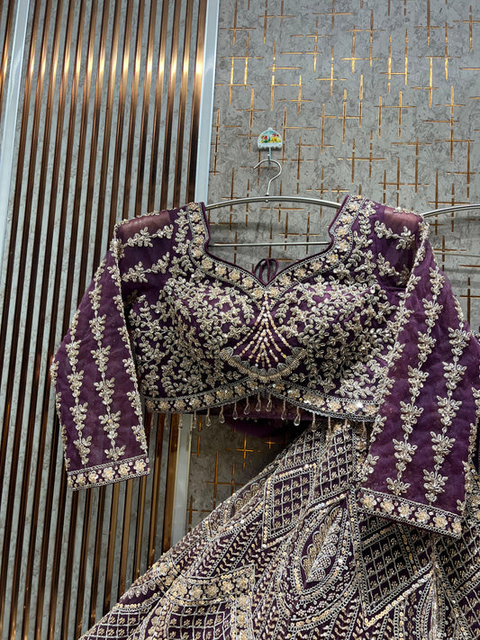 Attractive Purple Ready Crop Top Lehenga