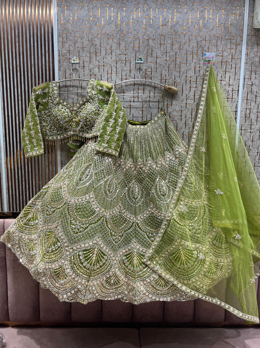Fabulous green Crop Top Lehenga