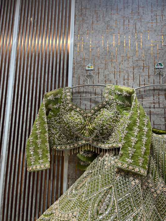 Fabulous green Crop Top Lehenga