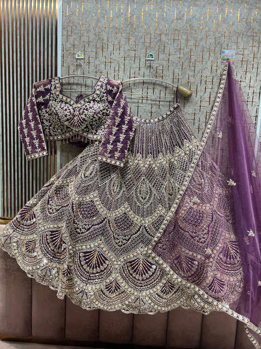 Attractive Purple Ready Crop Top Lehenga