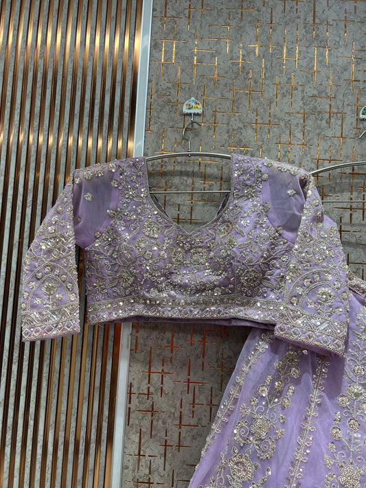 Good looking lilac Ready to wear Crop Top Lehenga