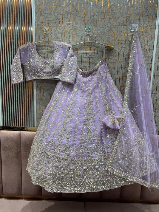 Good looking lilac Ready to wear Crop Top Lehenga