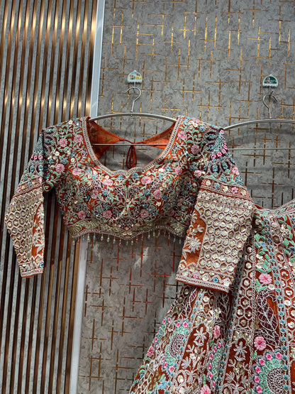 Something different Rust orange  Ready to Wear crop top Lehenga - Shopping World