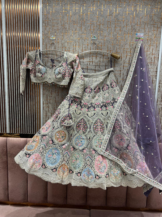 Khoobsurat purple Ready to Wear crop top Lehenga