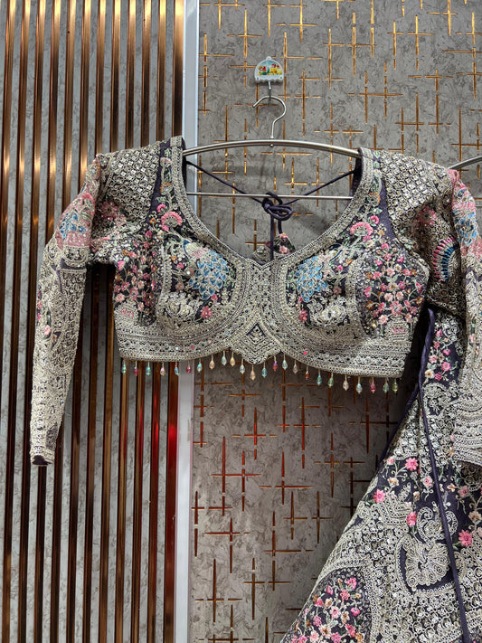 Khoobsurat purple Ready to Wear crop top Lehenga