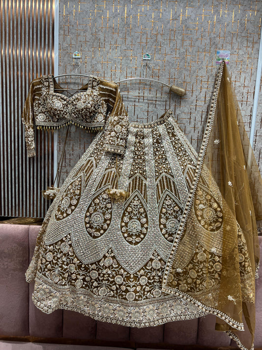 Designer Mustard Ready to Wear crop top Lehenga