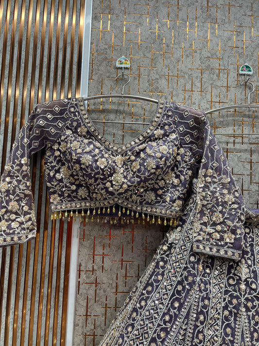 Lovely Purple Ready to Wear crop top Lehenga