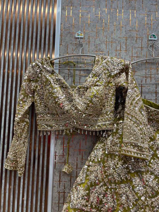 Majestic yellow haldi mehendi Ready to Wear crop top Lehenga