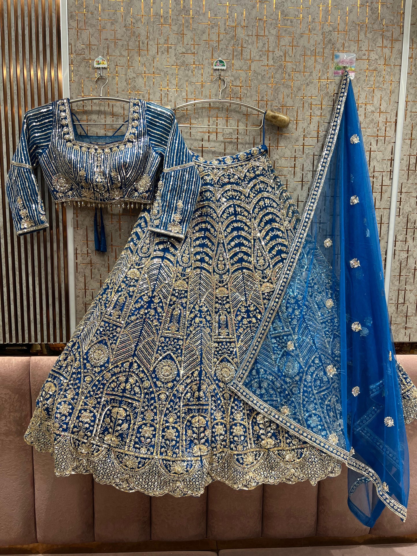 Engaging Sky blue Ready to Wear crop top Lehenga - Shopping World