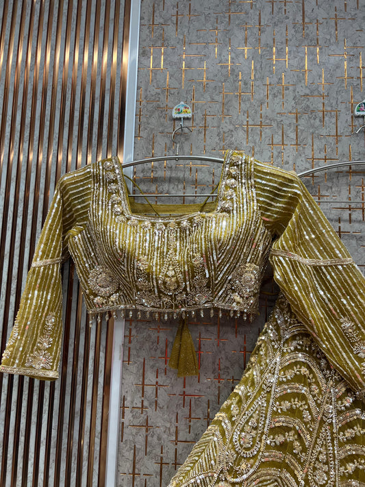 Amazing yellow haldi mehendi Ready to Wear crop top Lehenga
