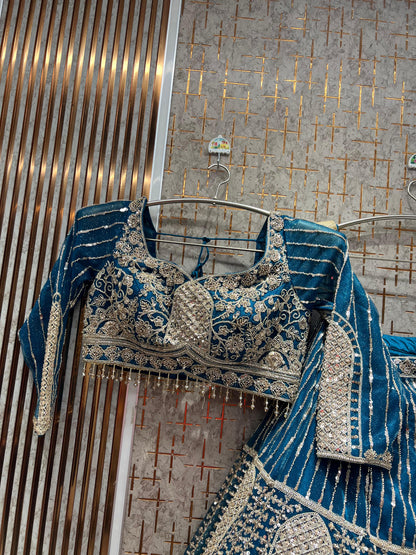 Elegant Sky blue Ready to Wear crop top Lehenga - Shopping World