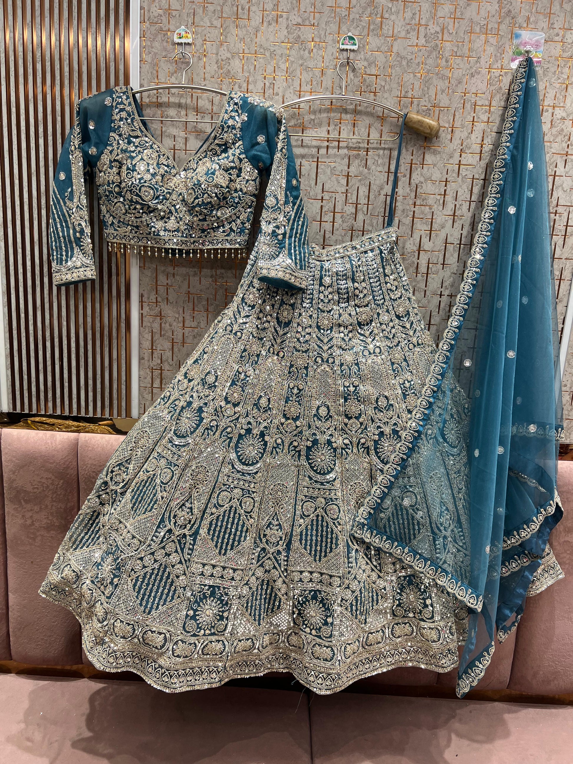 Fantastic Sky blue Ready to Wear crop top Lehenga - Shopping World
