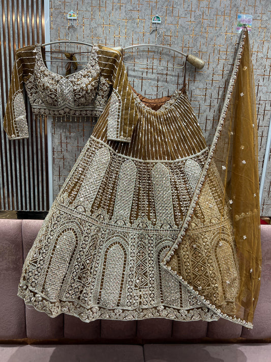 Eye Catching Brown Ready to Wear crop top Lehenga