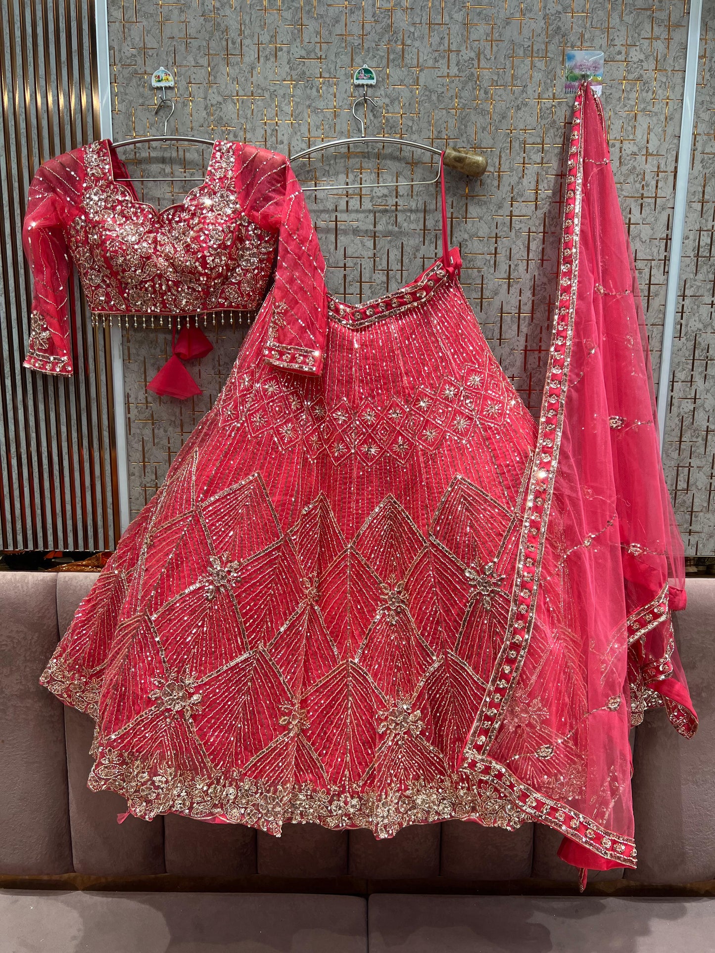 Fabulous Hot pink Ready to Wear crop top Lehenga - Shopping World