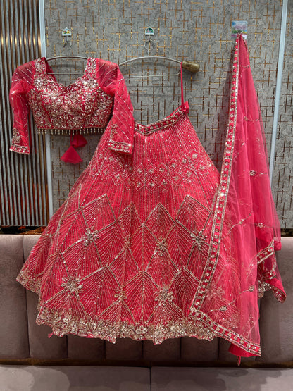 Fabulous Hot pink Ready to Wear crop top Lehenga - Shopping World