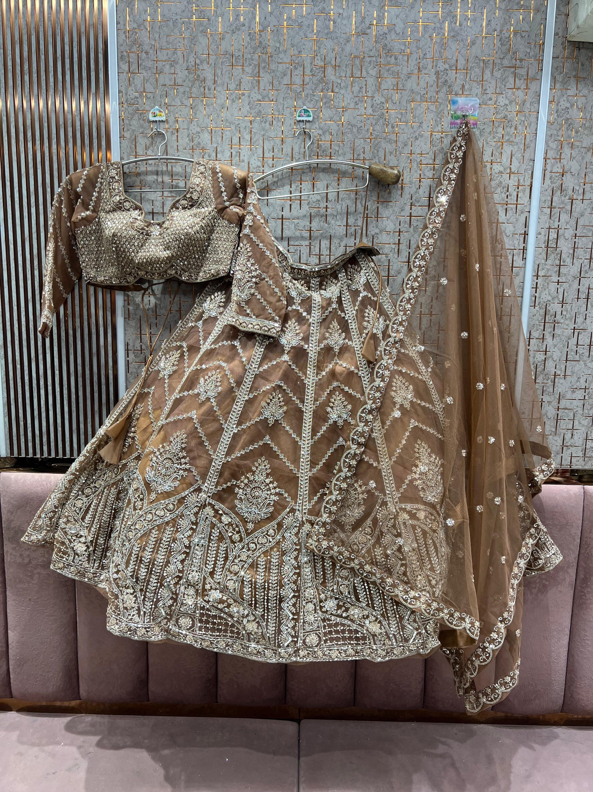 Delightful Rust Brown Ready to Wear crop top Lehenga - Shopping World