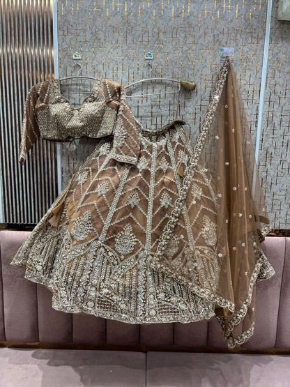 Delightful Rust Brown Ready to Wear crop top Lehenga - Shopping World