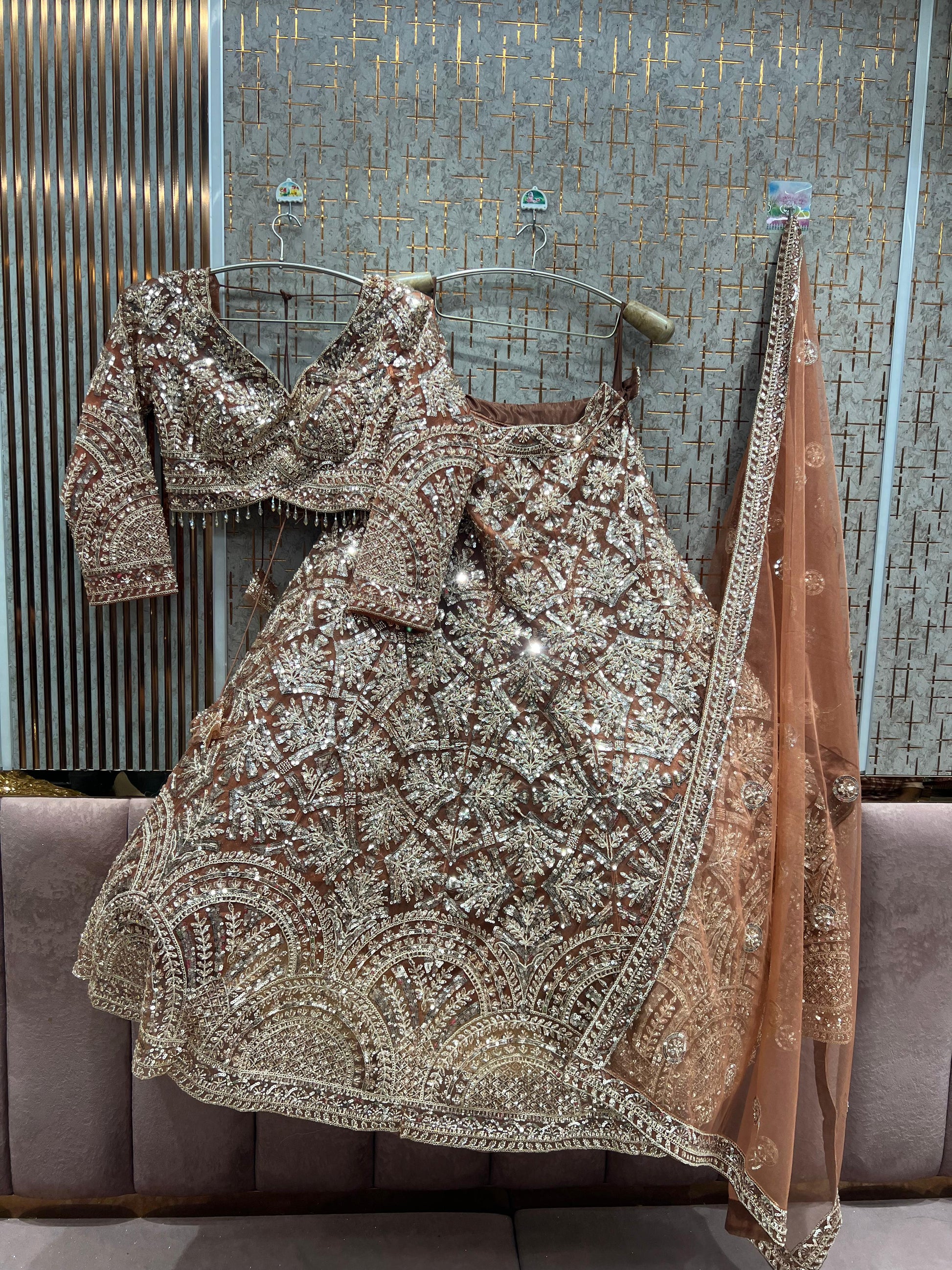 Lavishing peach Ready to Wear crop top Lehenga - Shopping World