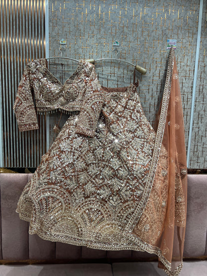 Lavishing peach Ready to Wear crop top Lehenga - Shopping World