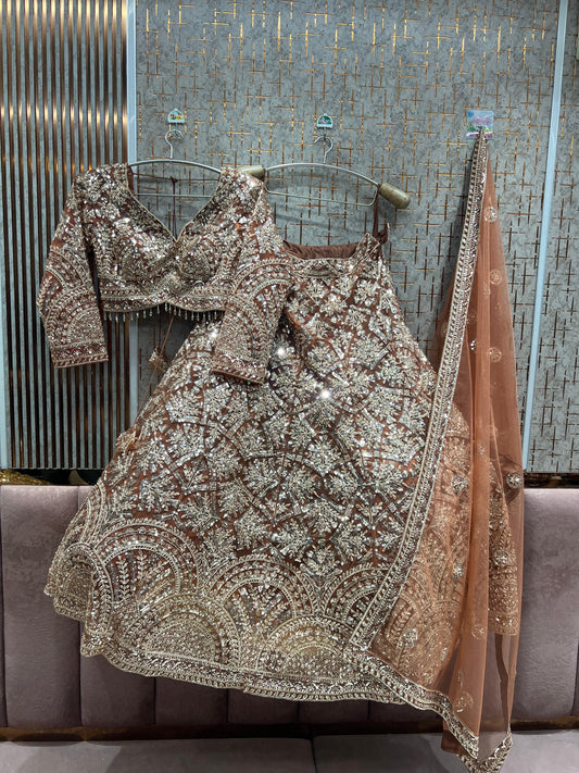 Lavishing peach Ready to Wear crop top Lehenga