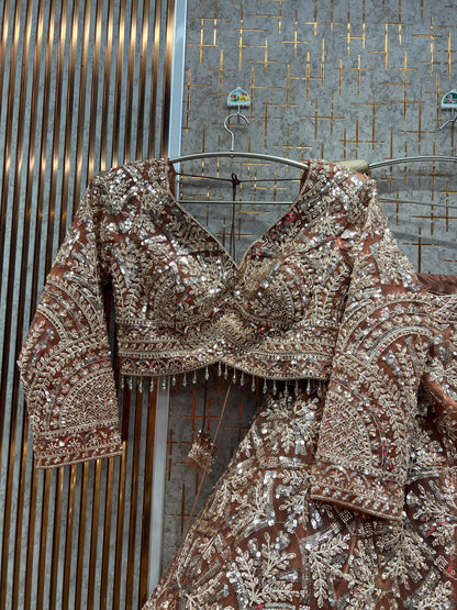 Lavishing peach Ready to Wear crop top Lehenga - Shopping World