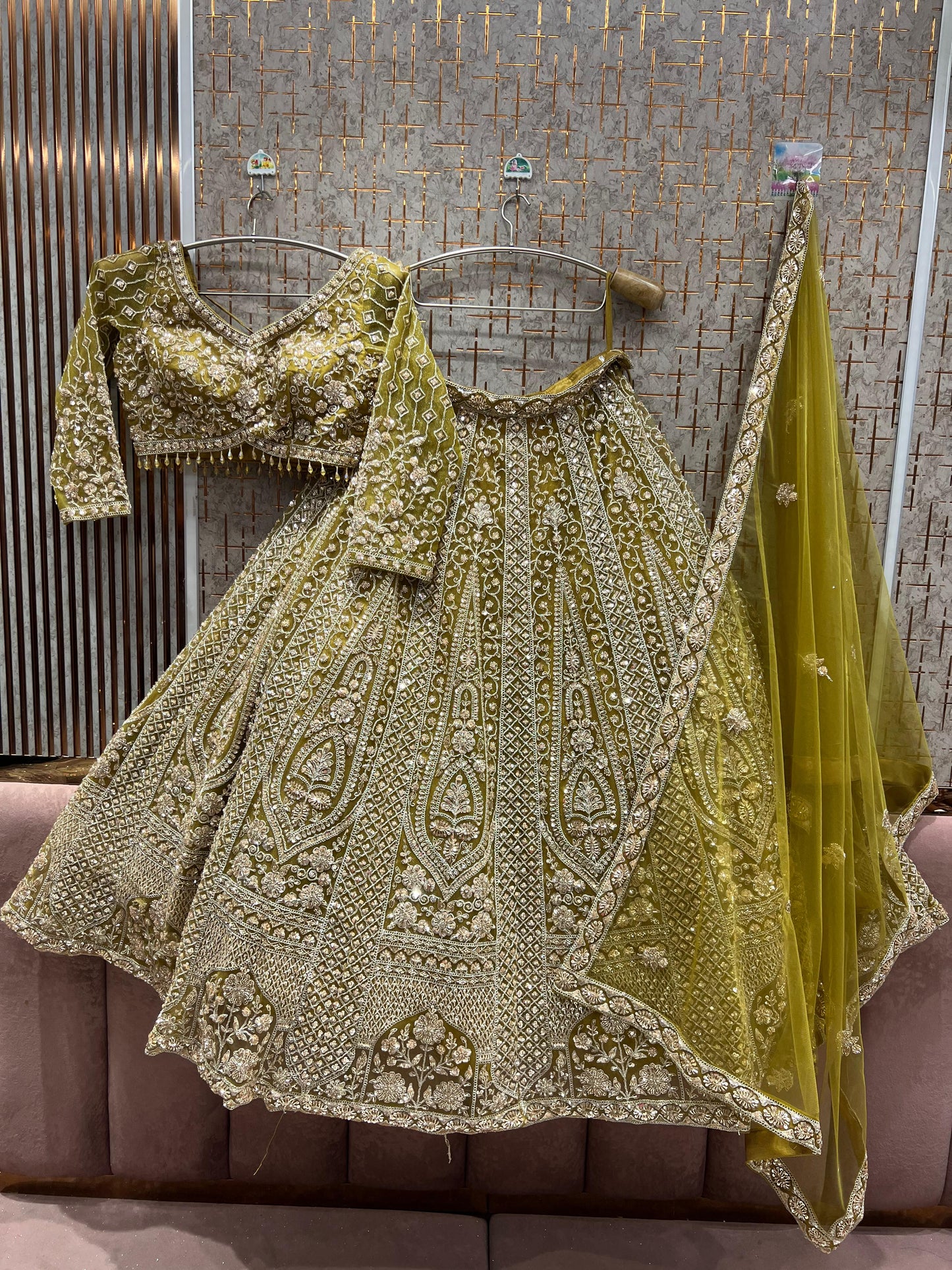 Khoobsurat yellow haldi mehendi Ready to Wear crop top Lehenga - Shopping World