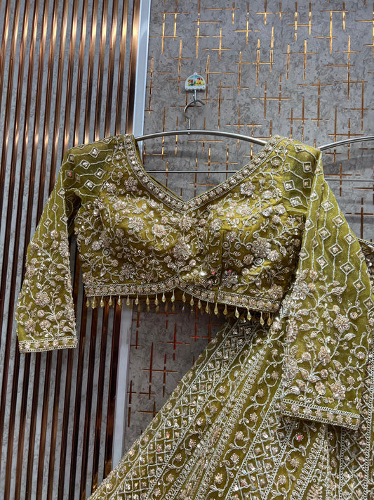 Khoobsurat yellow haldi mehendi Ready to Wear crop top Lehenga