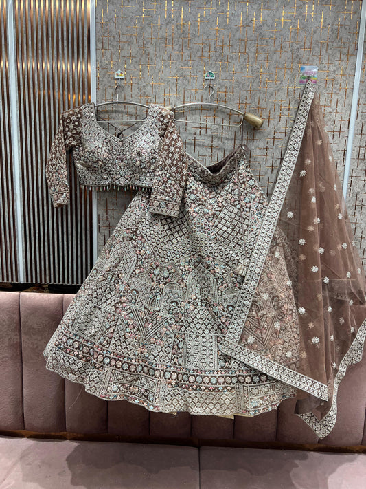 Stunning peach Ready to Wear crop top Lehenga