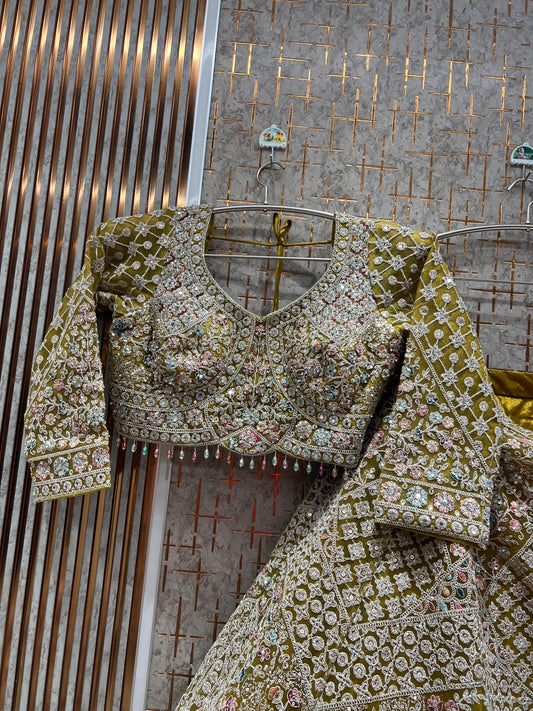 Pretty yellow haldi mehendi Ready to Wear crop top Lehenga