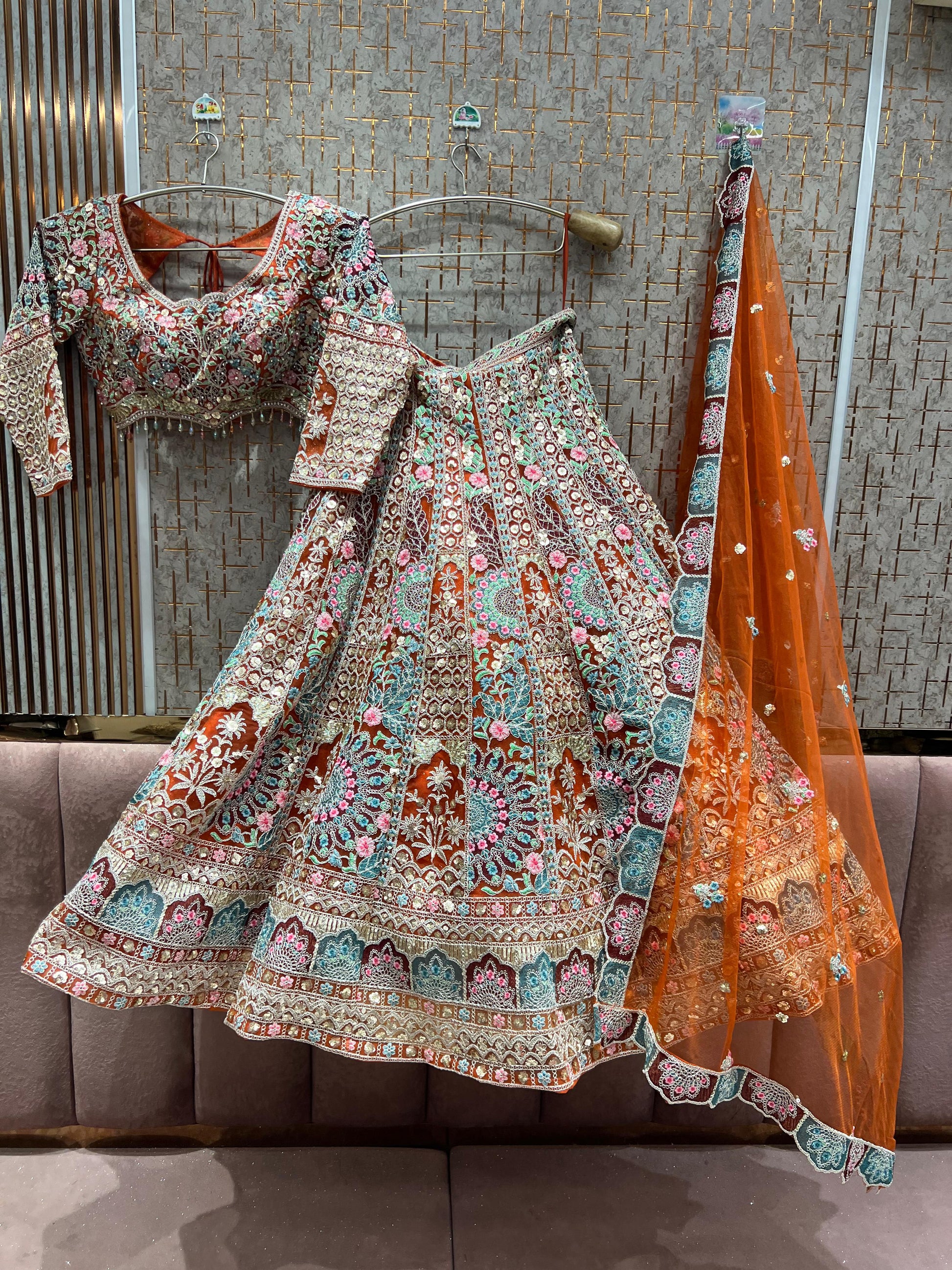 Something different Rust orange  Ready to Wear crop top Lehenga - Shopping World