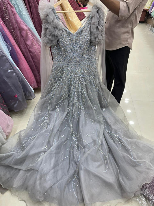 Stunning Silver grey gown Shopping World Stunning Silver grey gown Shopping World