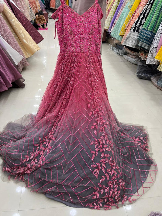 Lavishing Hot pink Floral gown