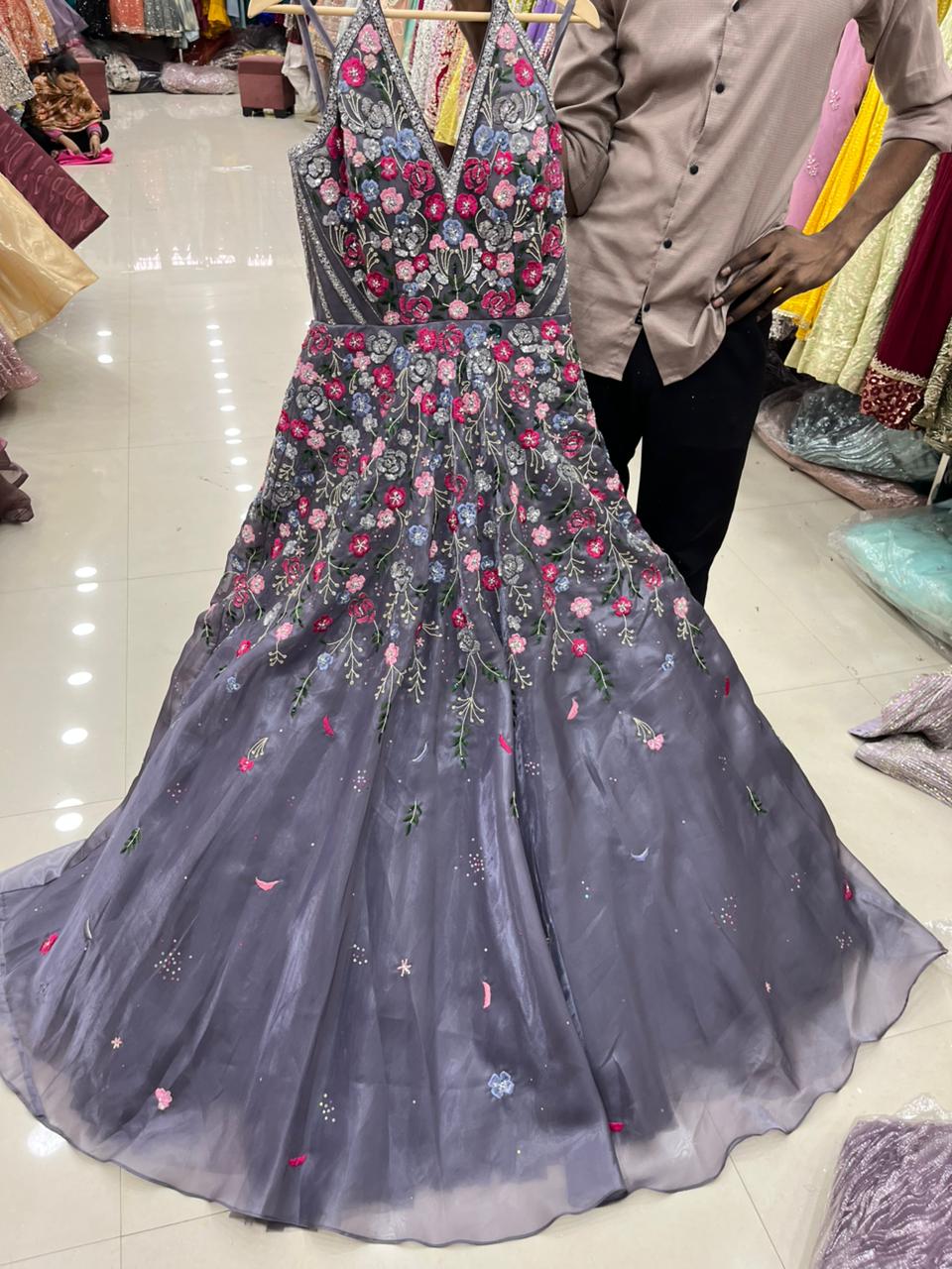 Khoobsurat grey purple gown