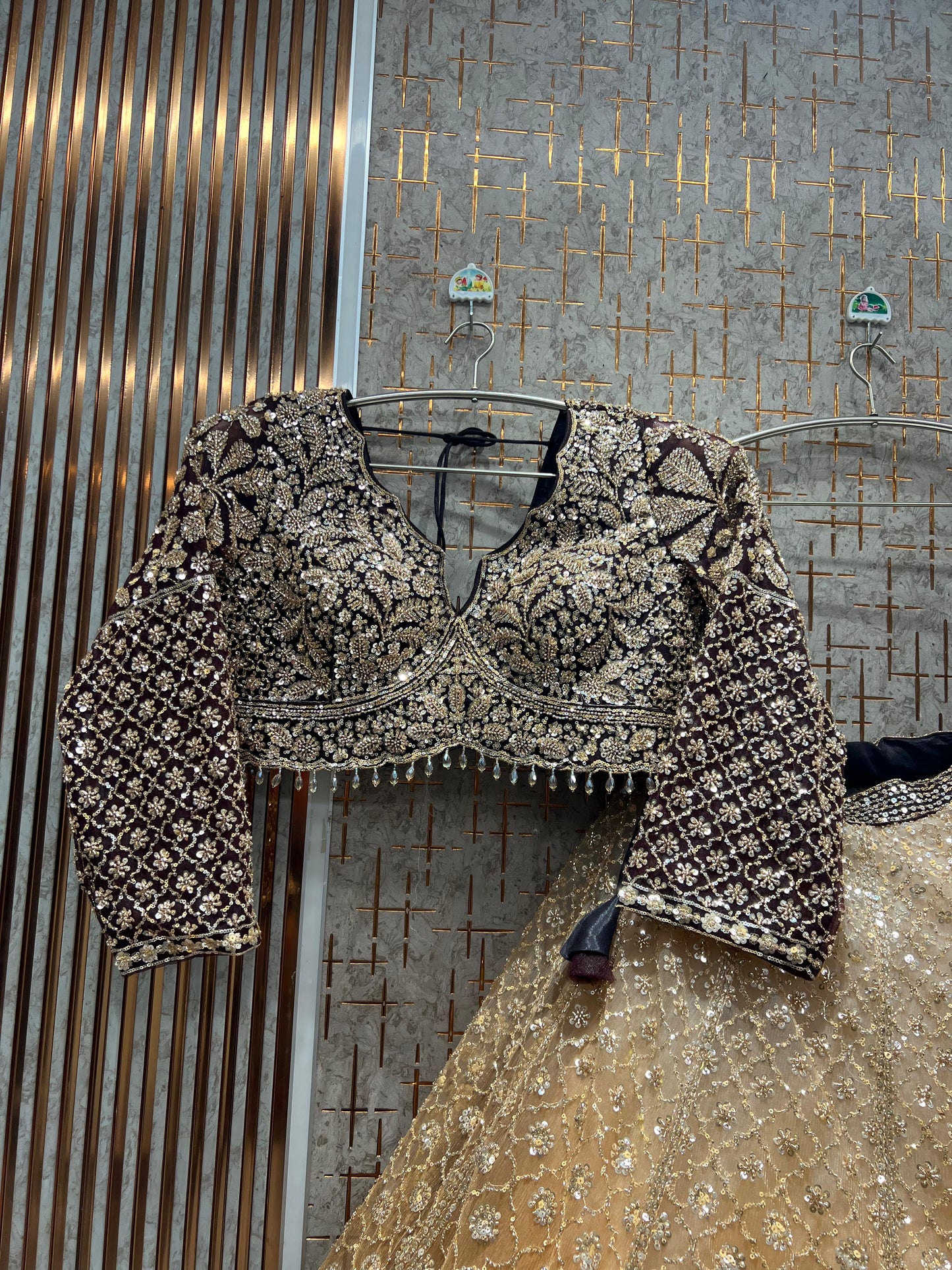 Designer blue Ready to Wear crop top Lehenga