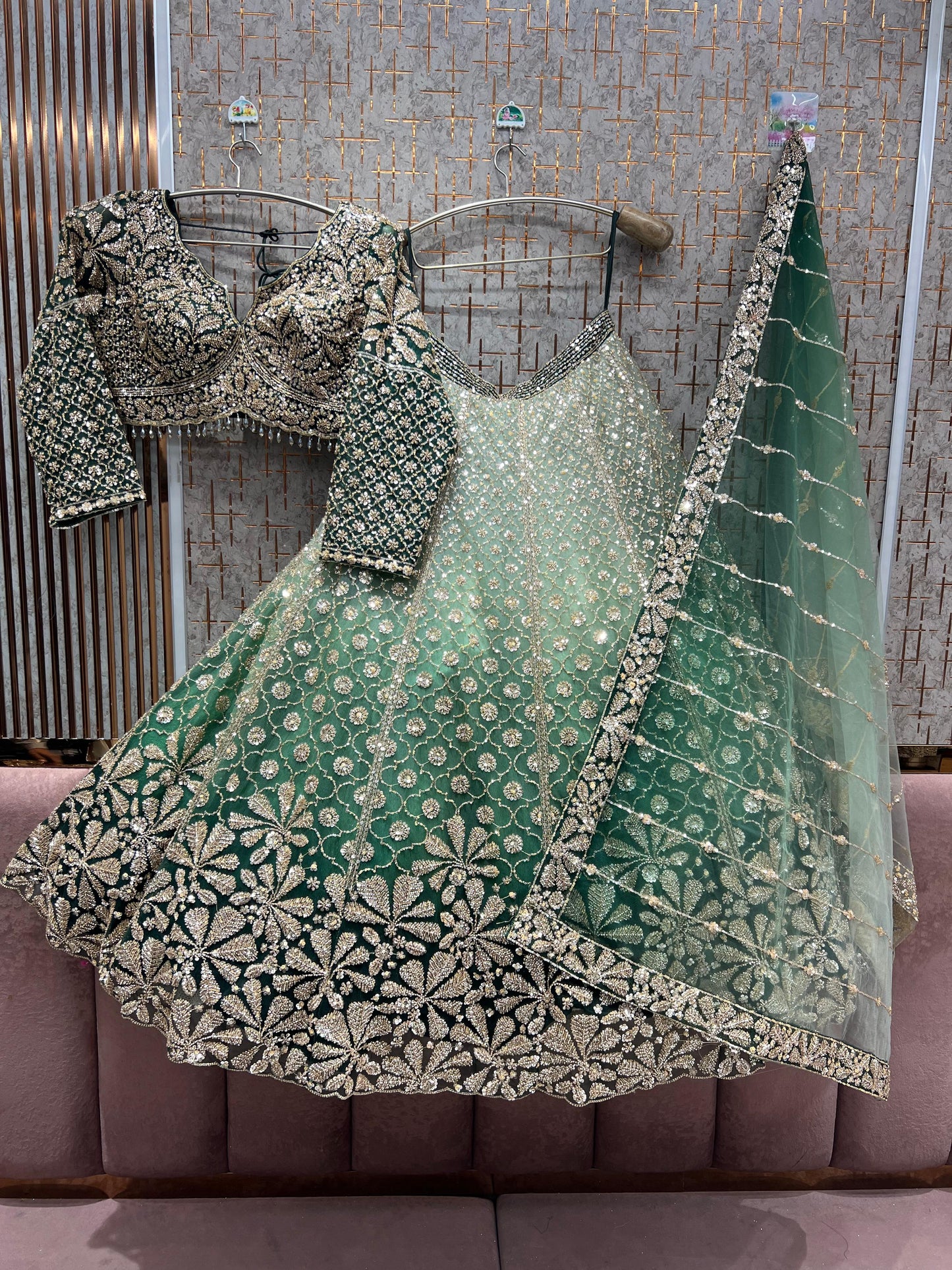 Designer blue Ready to Wear crop top Lehenga