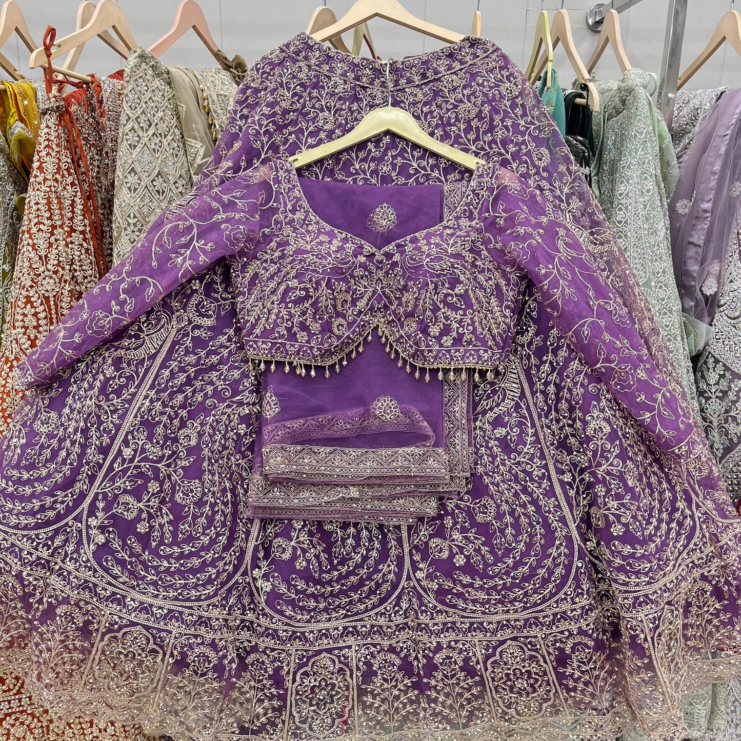 Pretty purple Ready to Wear crop top Lehenga