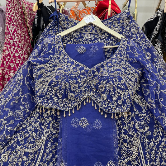 Lovely Blue Ready to Wear crop top Lehenga