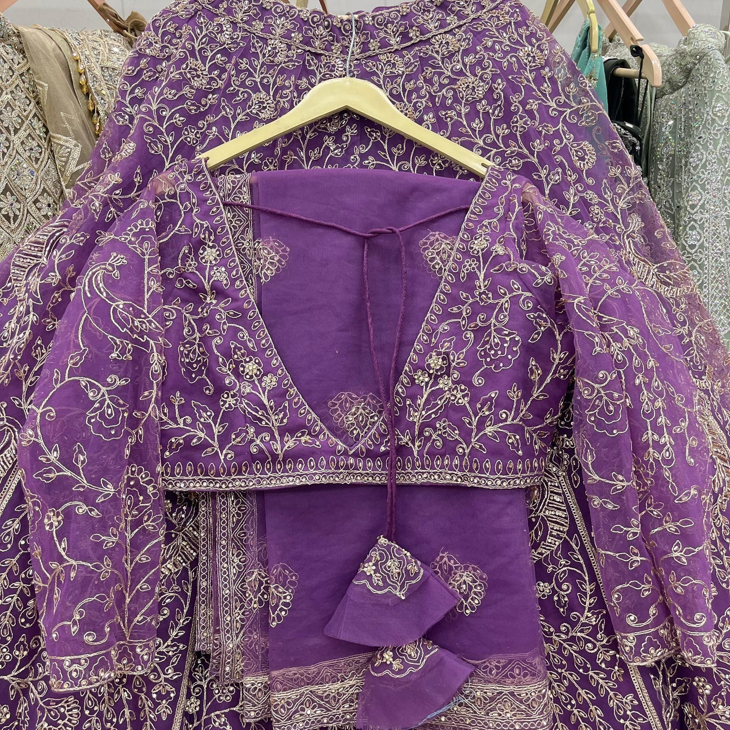 Pretty purple Ready to Wear crop top Lehenga