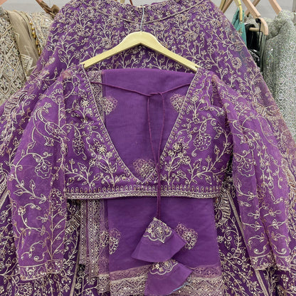 Pretty purple Ready to Wear crop top Lehenga