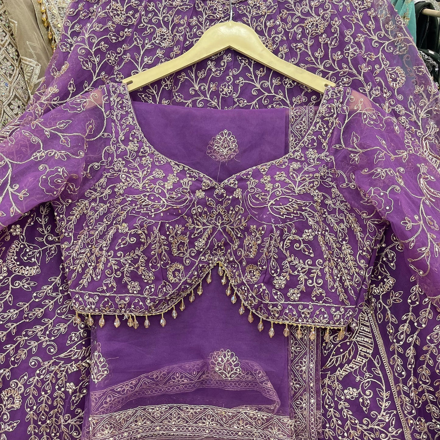 Pretty purple Ready to Wear crop top Lehenga