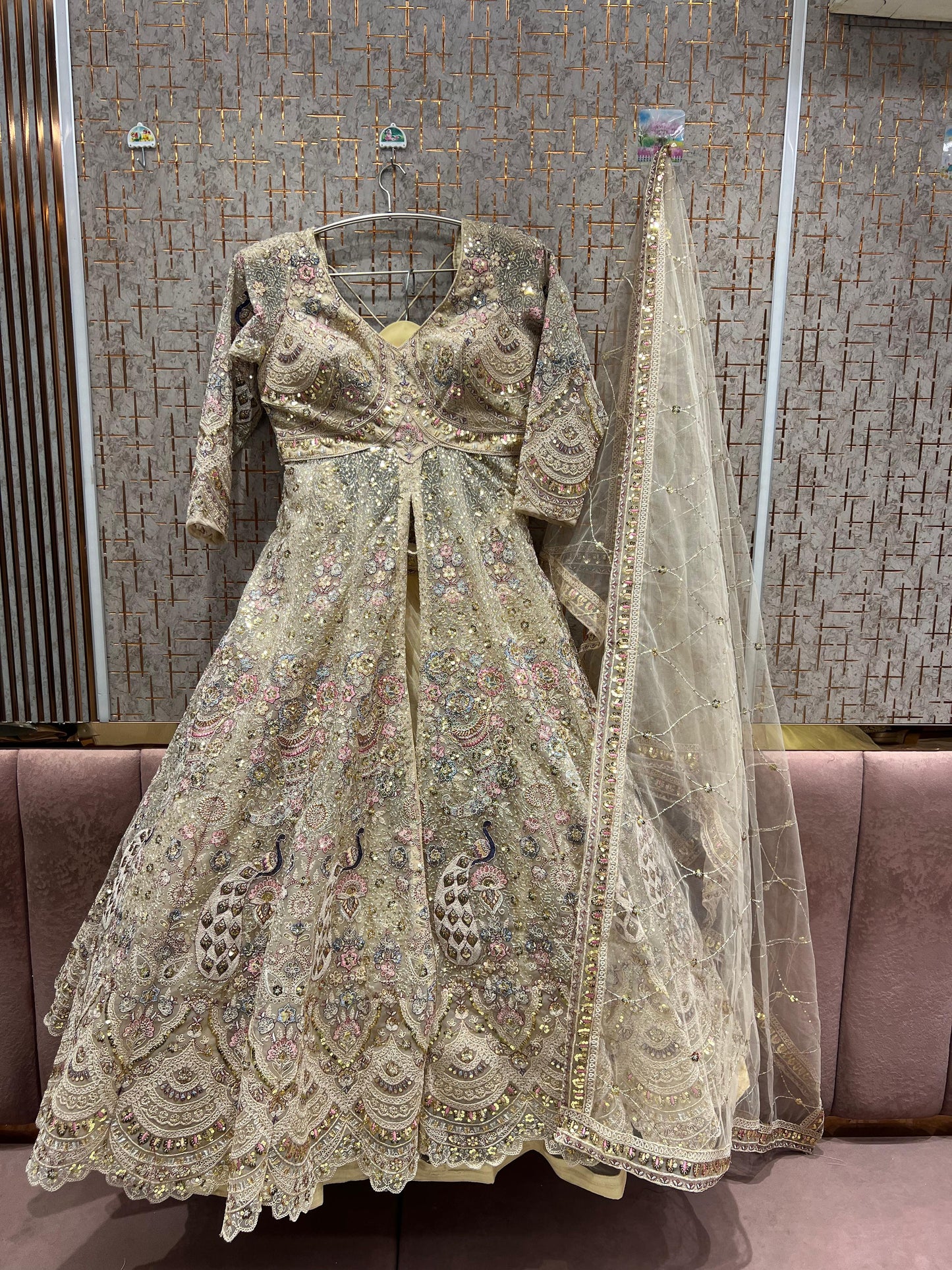 Eye Catching Hot pink peplum Dress Lehenga