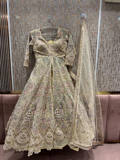 Eye Catching Hot pink peplum Dress Lehenga