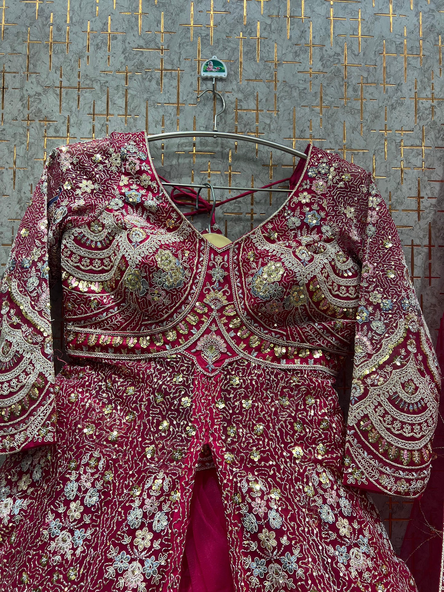 Eye Catching Hot pink peplum Dress Lehenga