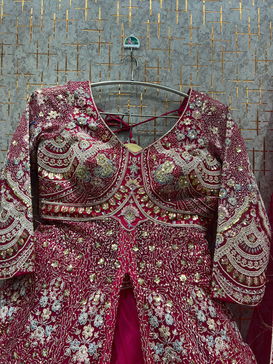 Eye Catching Hot pink peplum Dress Lehenga